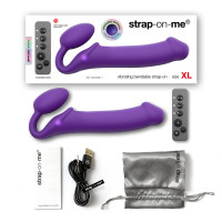 Безремінний страпон з вібрацією Strap-On-Me Vibrating Violet XL, діам. 4,5см, пульт ДК, регульований