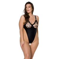 Боди из экокожи CELINE BODY black 4XL/5XL — Passion: с доступом, открытый