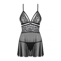 Obsessive 838-BAB-1 babydoll & thong black XXL
