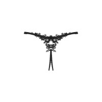 Прозорі стрінги з доступом Obsessive Celia Noir crotchless thong XL/2XL