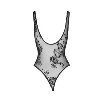 Боді Noir Handmade F242 Tulle body with patterned flock embroidery - L