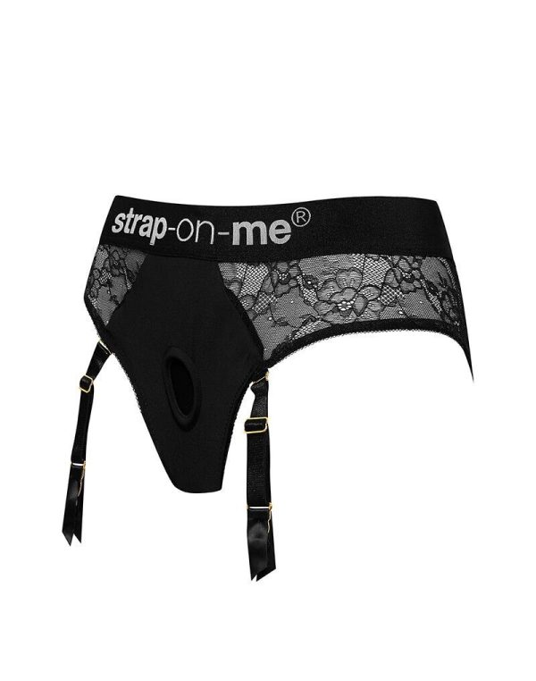 Мереживні трусики для страпона з підв’язками для панчіх Strap-On-Me DIVA HARNESS