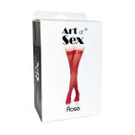 Панчохи в дрібну сітку з лакованою коронкою Art of Sex - Rose, колір