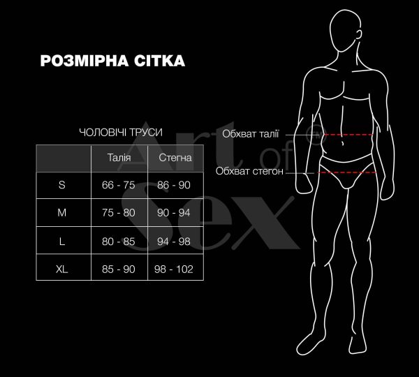 Чоловічі труси з сюрпризом Art of Sex - Gladiator, чорні з ефектом мокрого оксамиту, розмір