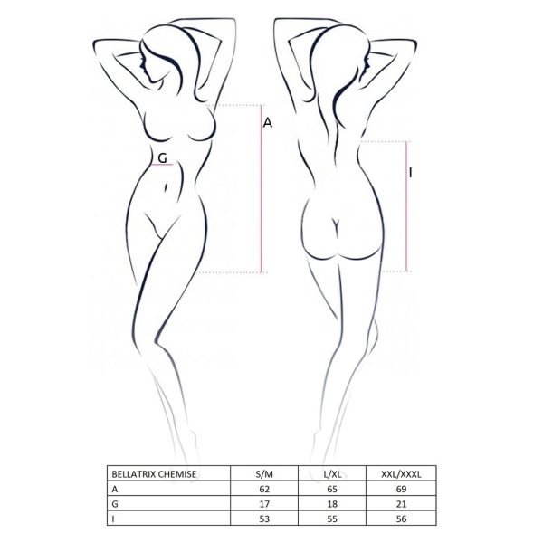 Сорочка сукя під латекс зі шнурівкою Passion BELLATRIX CHEMISE XXL/ трусики