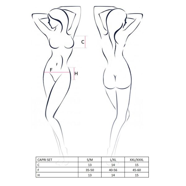 Комплект белья под латекс Passion CAPRI SET мини-бикини, стринги, пояс для чулок