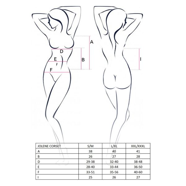 Корсет з пажами Passion JOLENE CORSET трусики, напіввідчинені груди, напівпрозорий