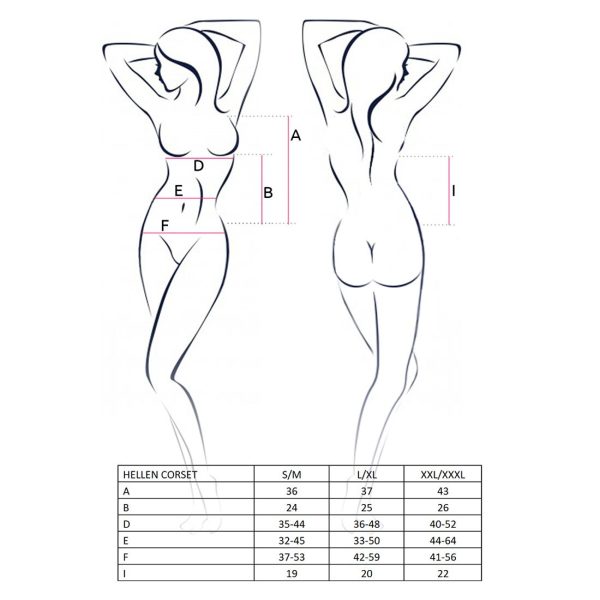 Корсет з пажами Passion HELLEN CORSET трусики, напівпрозорий