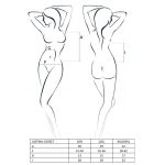 Корсет з відкритими грудьми Passion JUSTINA CORSET трусики, шнурівка, напівпрозорий, пажі