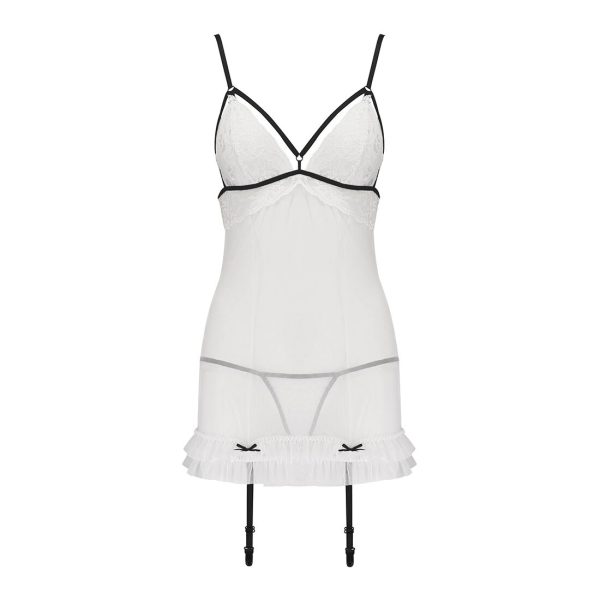 Сорочка прозора з пажами Passion ORIHIME CHEMISE , трусики, стрепи