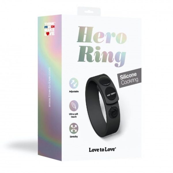 Регулируемое эрекционное кольцо на кнопках Love To Love HERO RING - ONYX