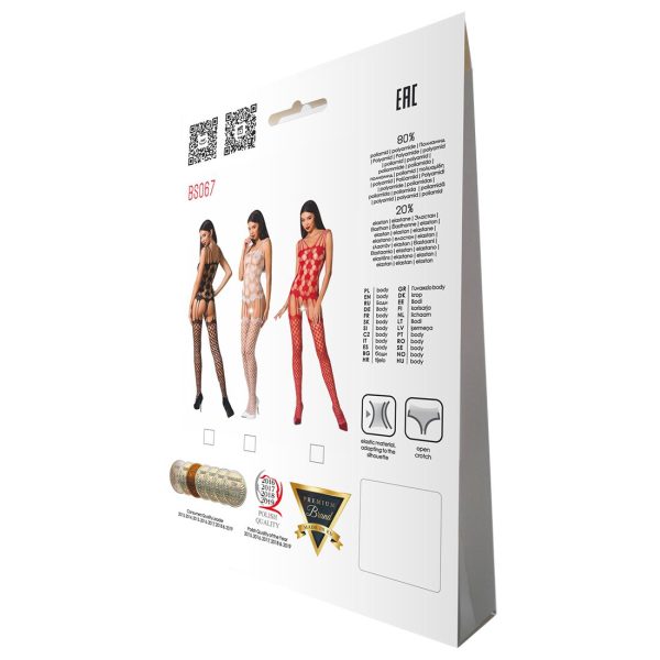 Бодістокінг Passion BS067 комбінезон, імітація панчіх і топа на бретелях
