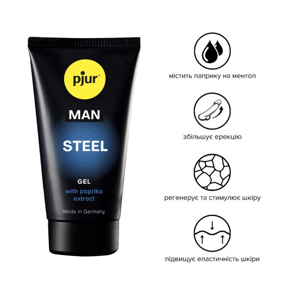 Гель-стимулятор для пениса pjur MAN Steel Gel 50 мл, с экстрактом паприки и ментолом