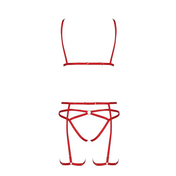 Комплект белья Passion Exclusive MAGALI SET OpenBra XXL/ стрепы, лиф, трусики и пояс