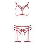 Комплект белья Passion Exclusive MAGALI SET OpenBra XXL/ стрепы, лиф, трусики и пояс