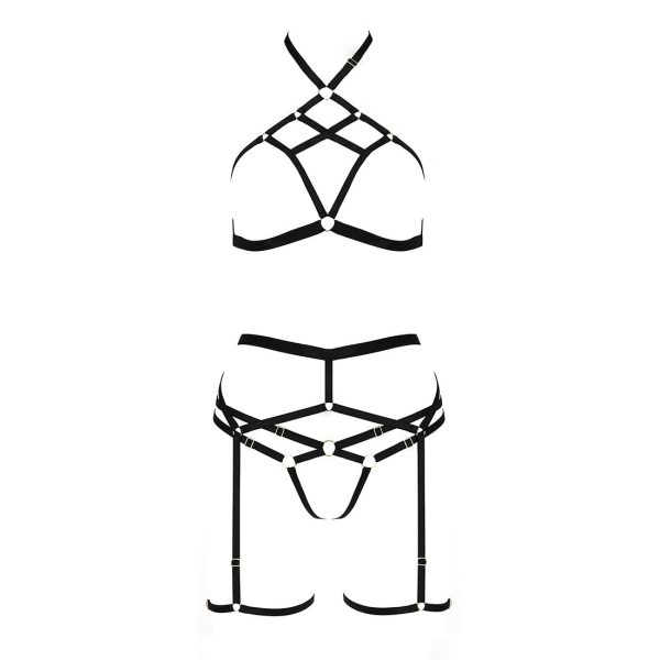 Комплект білизни Passion Exclusive MORGAN SET OpenBra стрепи, трусики, ліф, пояс