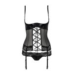 Корсет з відкритими грудьми Passion Exclusive NORTH CORSET пажі, трусики, шнурівка