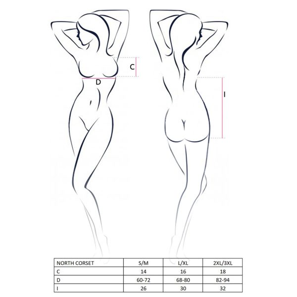 Корсет з відкритими грудьми Passion Exclusive NORTH CORSET пажі, трусики, шнурівка