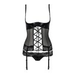 Корсет з відкритими грудьми Passion Exclusive NORTH CORSET пажі, трусики, шнурівка