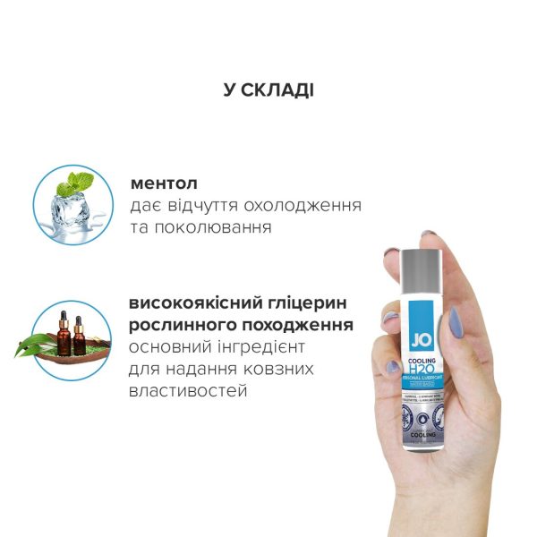 Охолоджувальна змазка на водній основі JO H2O COOLING (30 мл) з ментолом, рослинний гліцерин