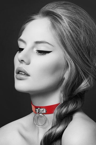 Чокер з кільцем для повідця Bijoux Pour Toi - FETISH екошкіра