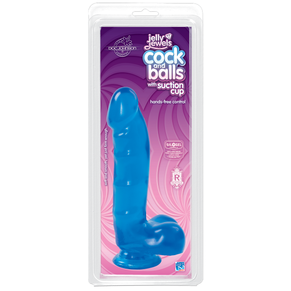 Фаллоимитатор Doc Johnson Jelly Jewels Cock & Balls диаметр 3,6см, антибактериальный ПВХ