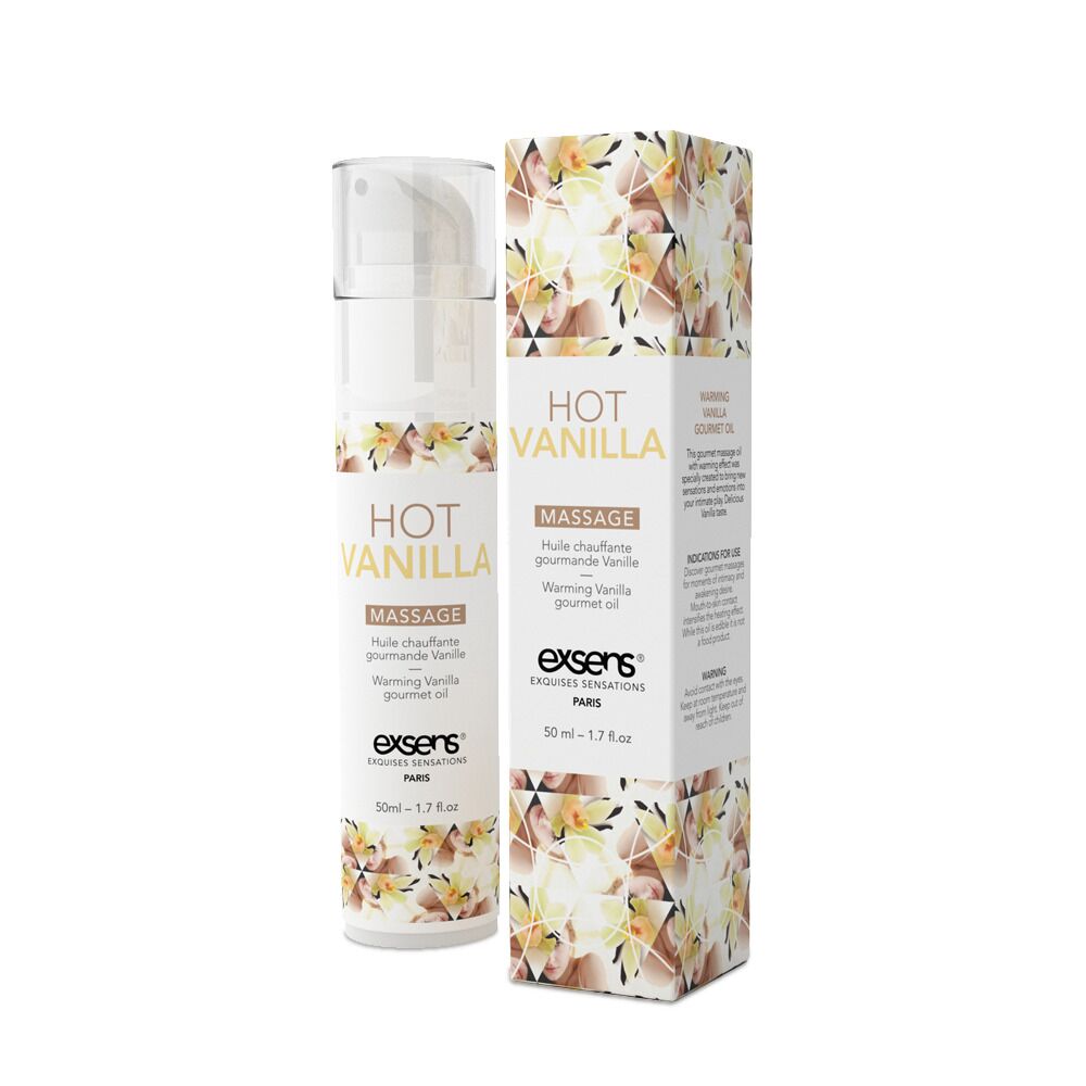 Массажное масло EXSENS Hot Vanilla 50мл разогревающее, без сахара, без парабенов, съедобное