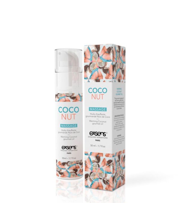 Массажное масло EXSENS Coconut 50мл разогревающее, без сахара, без парабенов, съедобное