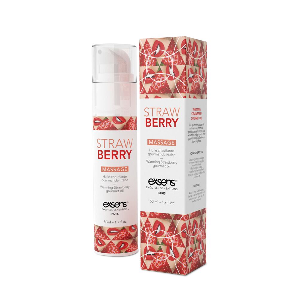 Масажна олія EXSENS Strawberry 50 мл розігрівальна, без цукру, без парабенів, їстівна