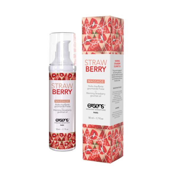 Массажное масло EXSENS Strawberry 50 мл разогревающее, без сахара, без парабенов, съедобное