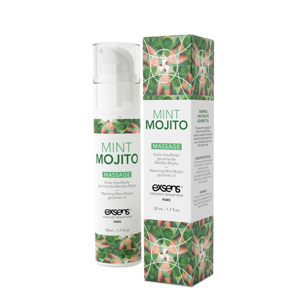 Массажное масло EXSENS Mojito 50мл разогревающее, без сахара, без парабенов, съедобное