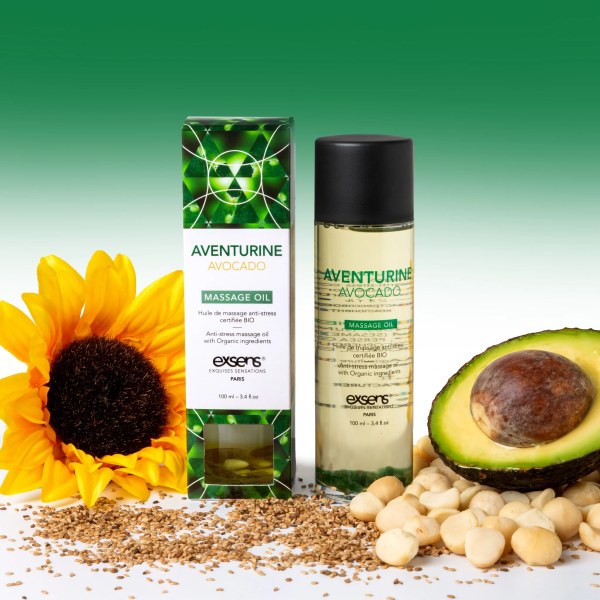 Массажное масло EXSENS Aventurine Avocado (анти-стресс с авантюрином) 100мл, натуральное