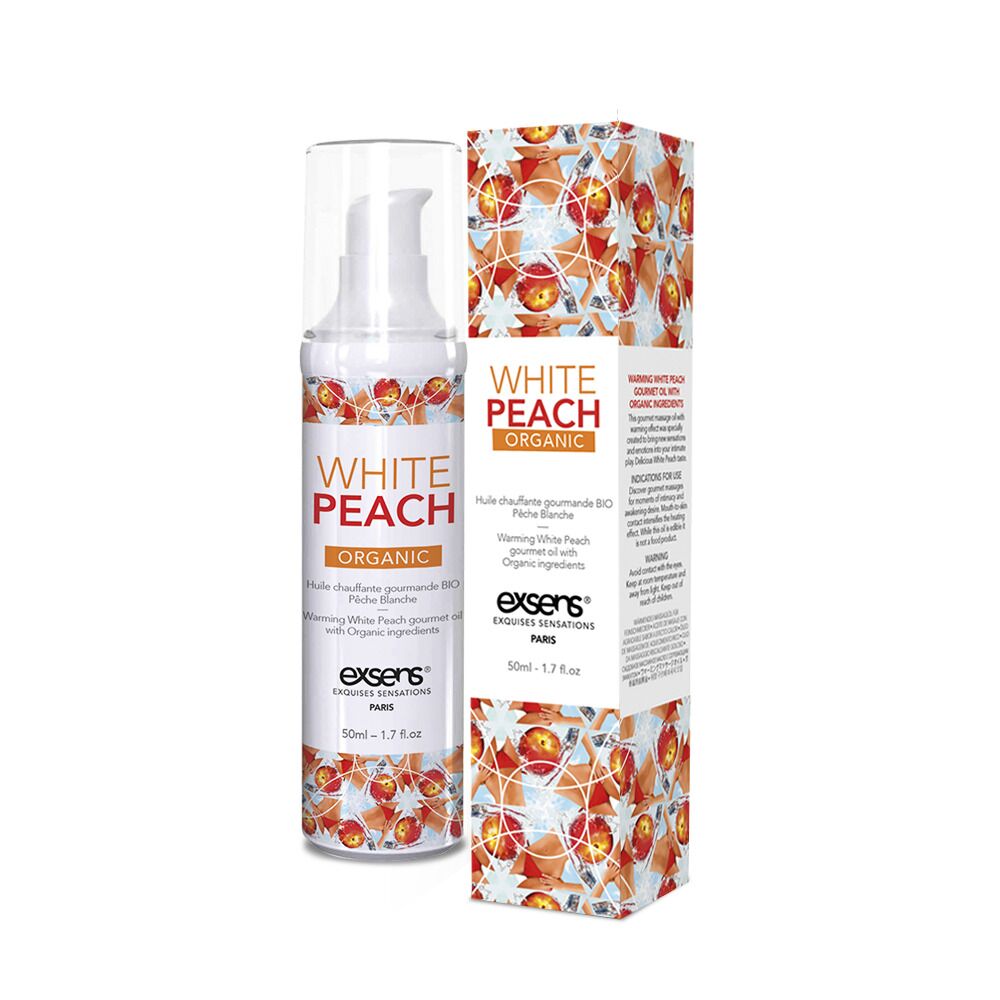 Масажна олія EXSENS Organic Peach 50мл розігрівальна, без цукру, без парабенів, їстівна