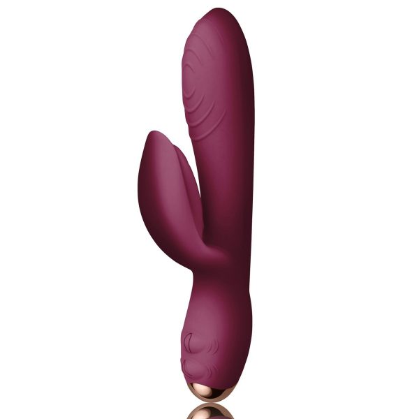 Вибратор-кролик Rocks-Off Every Girl Burgundy, два мотора, разноцветная LED-подсветка, мощный