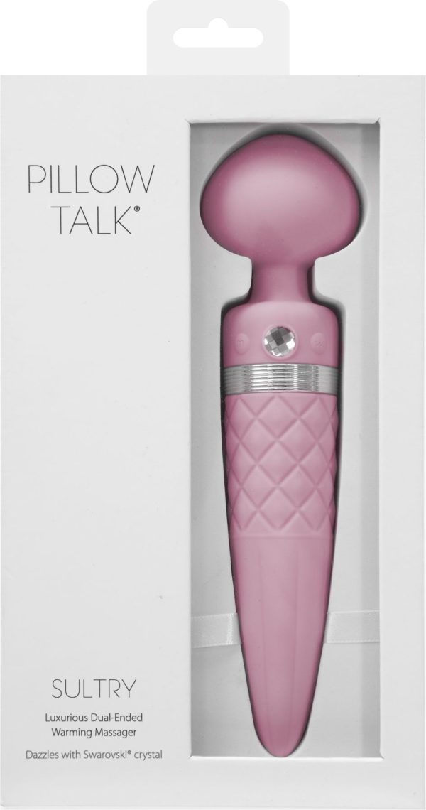Вибромассажер 2в1 PILLOW TALK - Sultry классический массажер и вибратор с ротацией, подогрев
