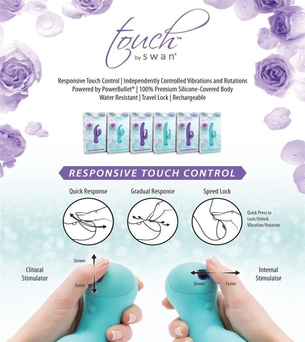 Вібратор-кролик з сенсорним управлінням і ротацією Touch by SWAN - Duo глибока вібрація