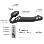 Безремневой страпон с вибрацией Strap-On-Me Vibrating диаметр 3,8см, пульт ДУ, регулируемый
