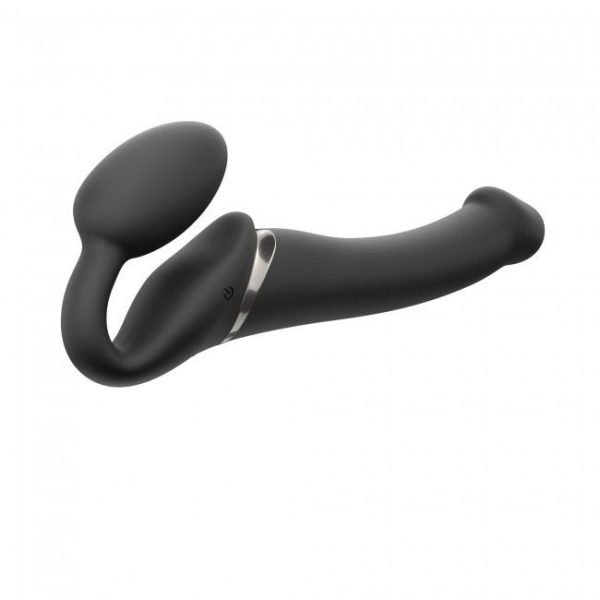 Безремневой страпон с вибрацией Strap-On-Me Vibrating диаметр 3,8см, пульт ДУ, регулируемый