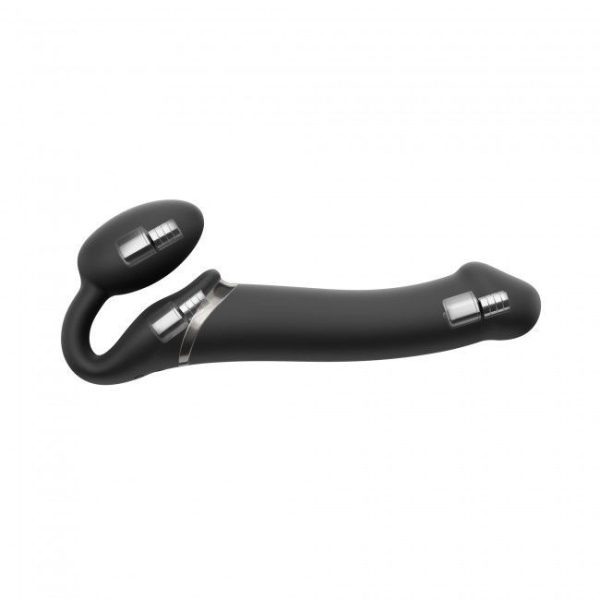 Безремневой страпон с вибрацией Strap-On-Me Vibrating диаметр 3,8см, пульт ДУ, регулируемый