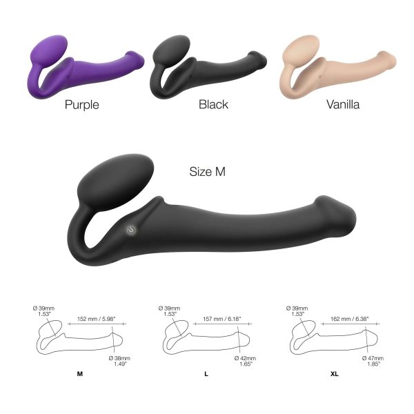 Безремневой страпон с вибрацией Strap-On-Me Vibrating диаметр 3,8см, пульт ДУ, регулируемый