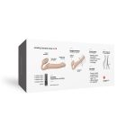 Безремневой страпон с вибрацией Strap-On-Me Vibrating Flesh диаметр 3,3см, пульт ДУ, регулируемый