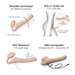 Безремневой страпон с вибрацией Strap-On-Me Vibrating Flesh диаметр 3,3см, пульт ДУ, регулируемый