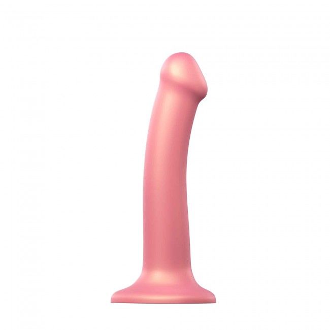 Насадка для страпона Strap-On-Me Mono Density Dildo Rose диам. 3,3см, однослойный силикон, гибкий