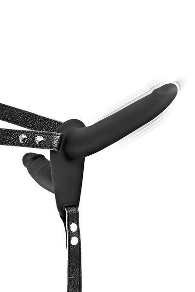 Двойной страпон с вибрацией Fetish Tentation Vibrating Strap-On with Double Dildo