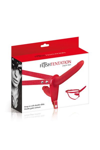 Подвійний страпон Fetish Tentation Strap-On with Double Dildo