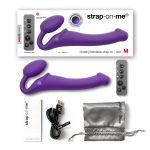 Безремневой страпон с вибрацией Strap-On-Me Vibrating диаметр 3,8 см, пульт ДУ, регулируемый