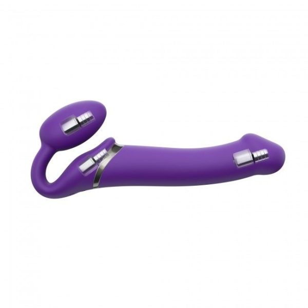 Безремневой страпон с вибрацией Strap-On-Me Vibrating диам. 4,2 см, пульт ДУ, регулируемый