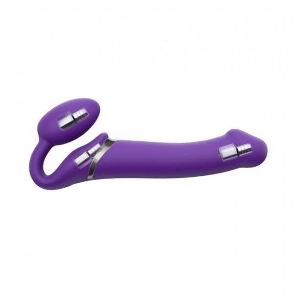 Безремневой страпон с вибрацией Strap-On-Me Vibrating диам. 4,7см, пульт ДУ, регулируемый