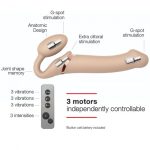 Безремневой страпон с вибрацией Strap-On-Me Vibrating Flesh диаметр 4,2 см, пульт ДУ, регулируемый
