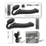 Безремневой страпон с вибрацией Strap-On-Me Vibrating диаметр 3,7см, пульт ДУ, регулируемый